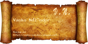 Vasko Nándor névjegykártya
